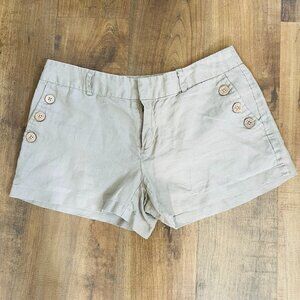 Cynthia Rowley Linen Shorts Size 4 | Tan Button-Front High Waist Summer Short